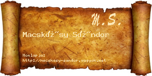 Macskásy Sándor névjegykártya