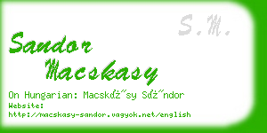 sandor macskasy business card